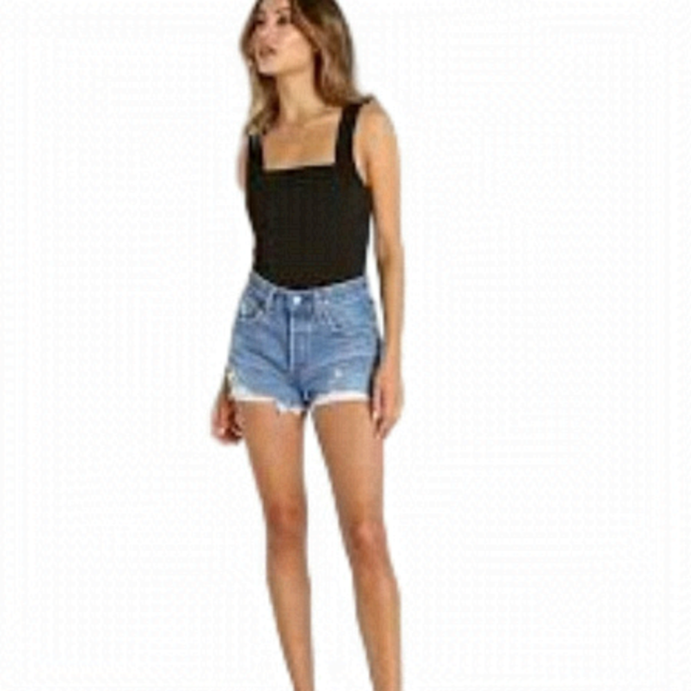 Levi's 501 Denim Athens Distressed Mid-Rise Shorts Medium Wash Blue 26